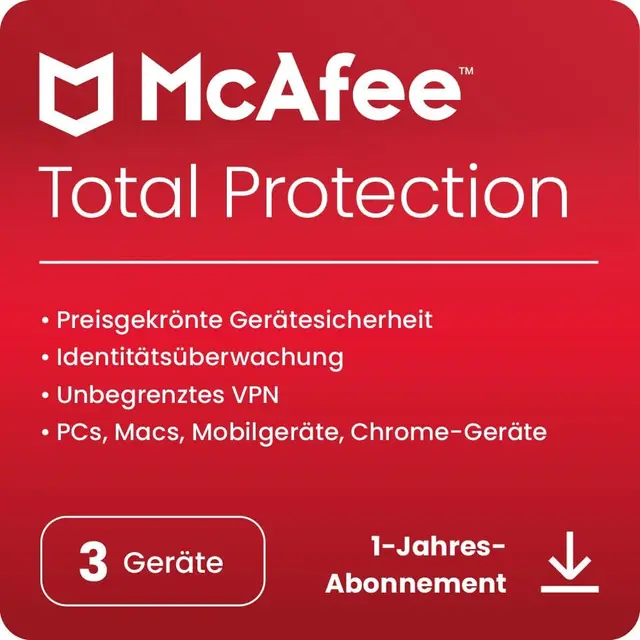 McAfee Total Protection 3 PC 1 Jahr